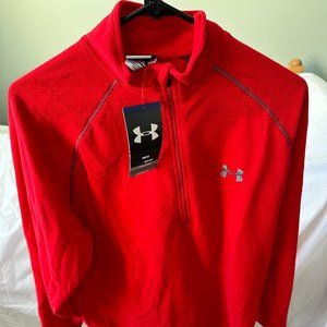Under Armour Men's Red Fleece Loose Fit Cold Gear 1/4 Zip - Size M